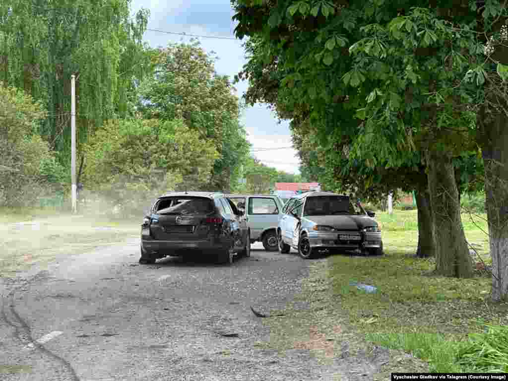 Photos posted to Telegram by Belgorod&#39;s Governor Vyacheslav Gladkov on May 23 showed the apparent aftermath of the raid, including these damaged vehicles.&nbsp; The Russian Defense Ministry on May 23 claimed that its troops had surrounded enemy fighters and used &quot;air strikes, artillery fire, and active action by border units&quot; to push back the forces, killing many of them. Those claims have not been independently confirmed.&nbsp;
