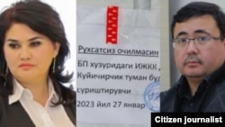 Арестованный в рамках уголовного дела о Telegram-канале Kompromatuzb директор издания Human.uz Хуршид Далиев и бывший пресс-секретарь Министерства занятости и сокращения бедности Узбекистана Мавжуда Мирзаева.