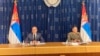 Министерот за одбрана на Србија Милош Вучевиќ и началникот на Генералштабот на српските вооружени сили Милан Мојсиловиќ, 2 октомври 2023 година
