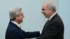 Armenia - President Serzh Sarkisian (L) meets with Greece’s visiting parliament speaker, Vangelis Meimarakis, in Yerevan, 26Feb,2014