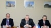 Armenia - James Warlick (R) of the United States, Russia's Igor Popov (C) and France's Jacques Faure, the three co-chairs of the OSCE Minsk Group, at a meeting with Defense Minister Seyran Ohanian in Yerevan, 4Feb2014.