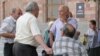 Armenia -- Pensioners protest outside the main government building in Yerevan, undated.