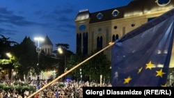 Demonstrație pro-UE la Tbilisi, pe 29 iulie 2025.
