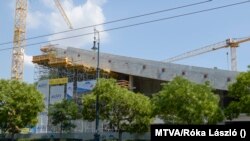 A Liget Budapest Projekt keretében épülő új Néprajzi Múzeum a Városliget szélén, Budapest, 2020. augusztus 10. (MTVA/Róka László)
