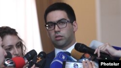 Armenia -- Justice Minister Rustam Badasian speaks to journalists, Yerevan, August 15, 2019.